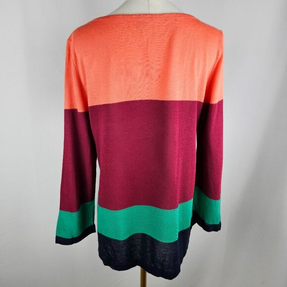 J.Crew Colorblock Lightweight Sweater Medium Linen Blend  Boatneck Preppy - Picture 3 of 8